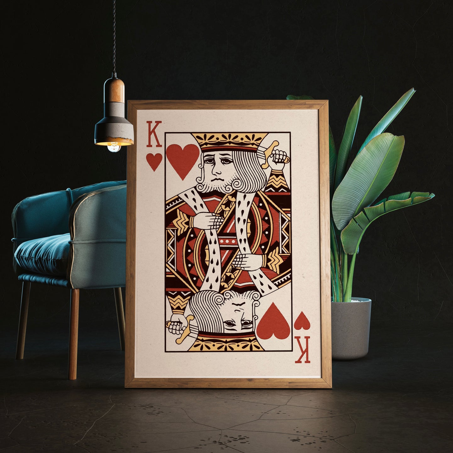 King of Hearts Vintage Style Playing Card Poster | Vintage Poker Wall Art