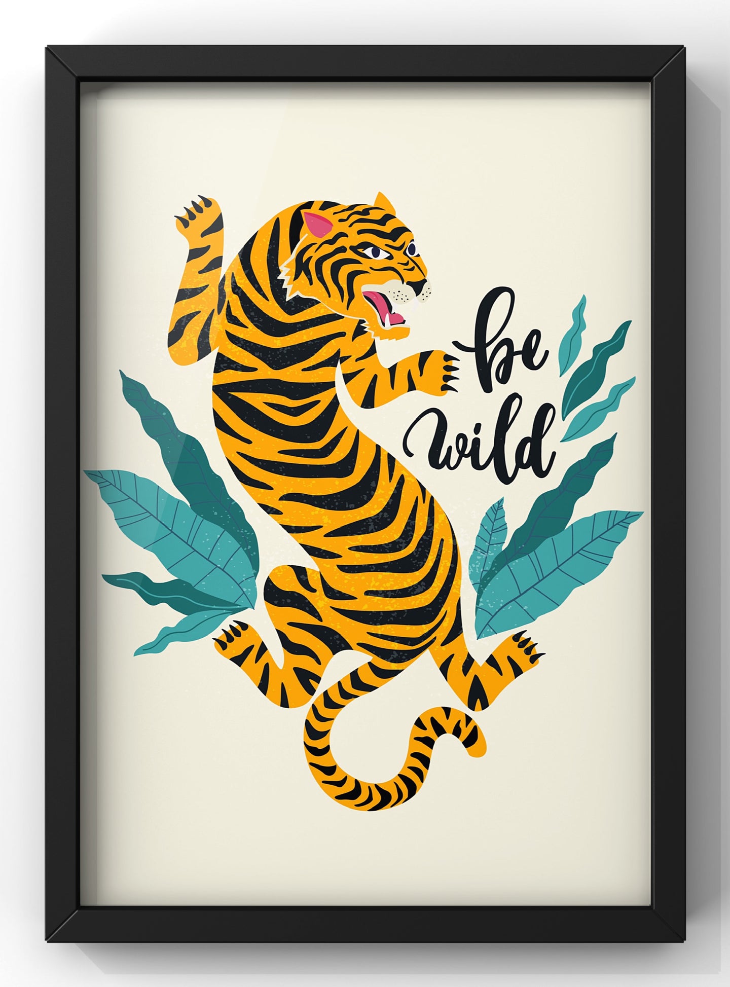 Be Wild Tiger Boho Illustration Wall Art  Print
