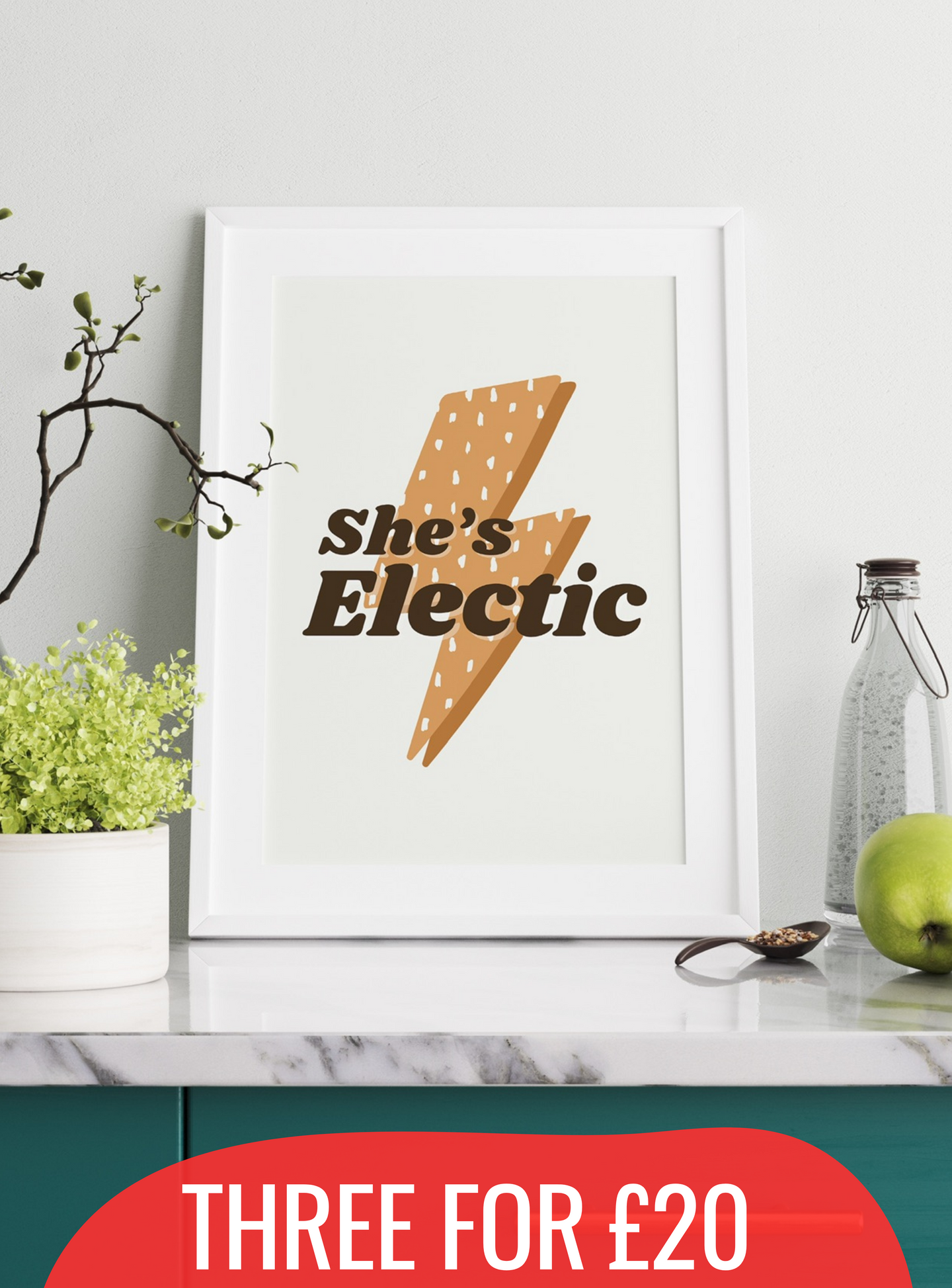 She’s Electric Print | Oasis Lyric Wall Art |  A4 Print