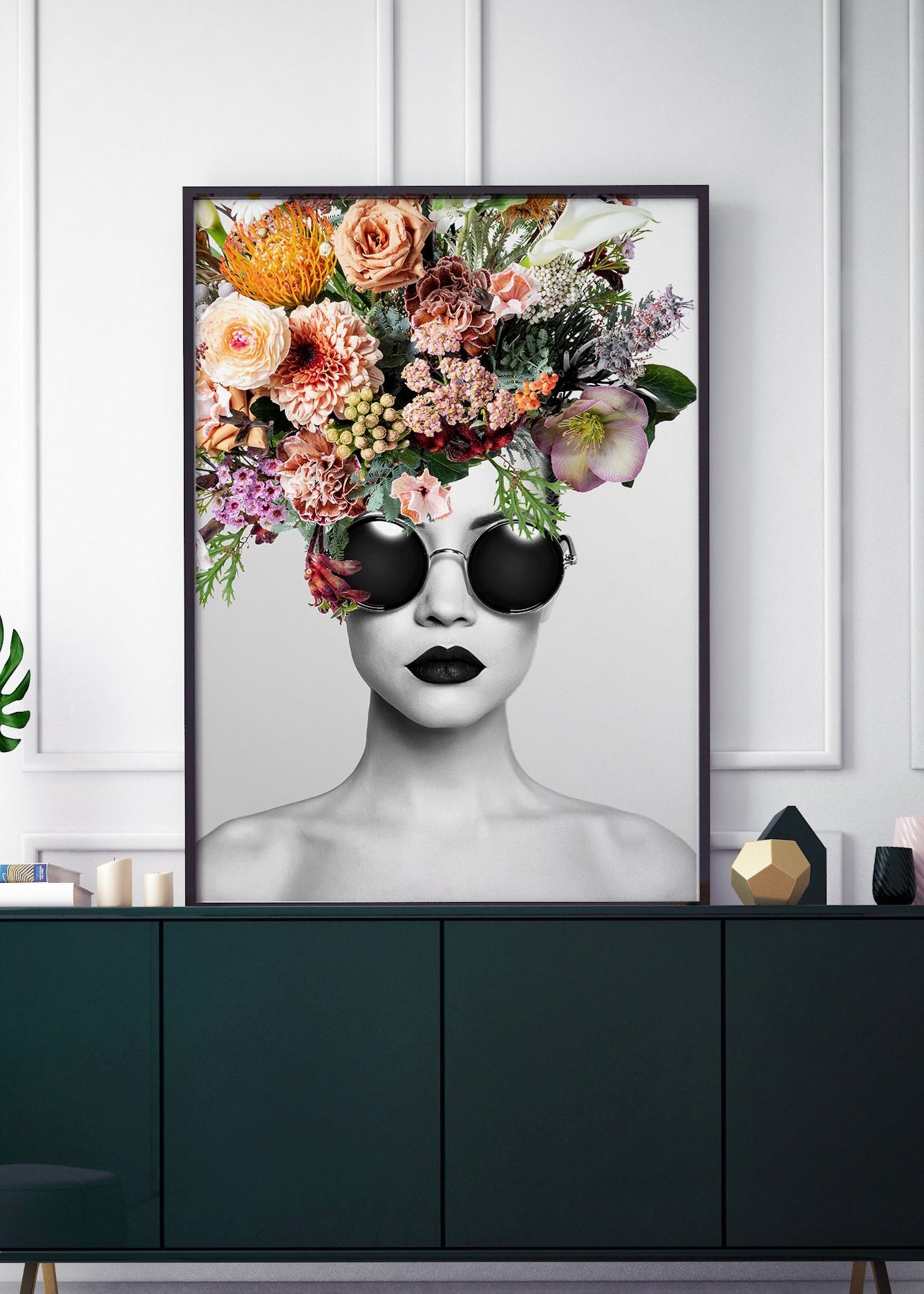 Floral Fashion Portrait lady | Vintage Style Fashion Print