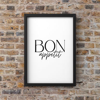 Bon Appetite Kitchen Quote Print | Minimal Text Wall Art