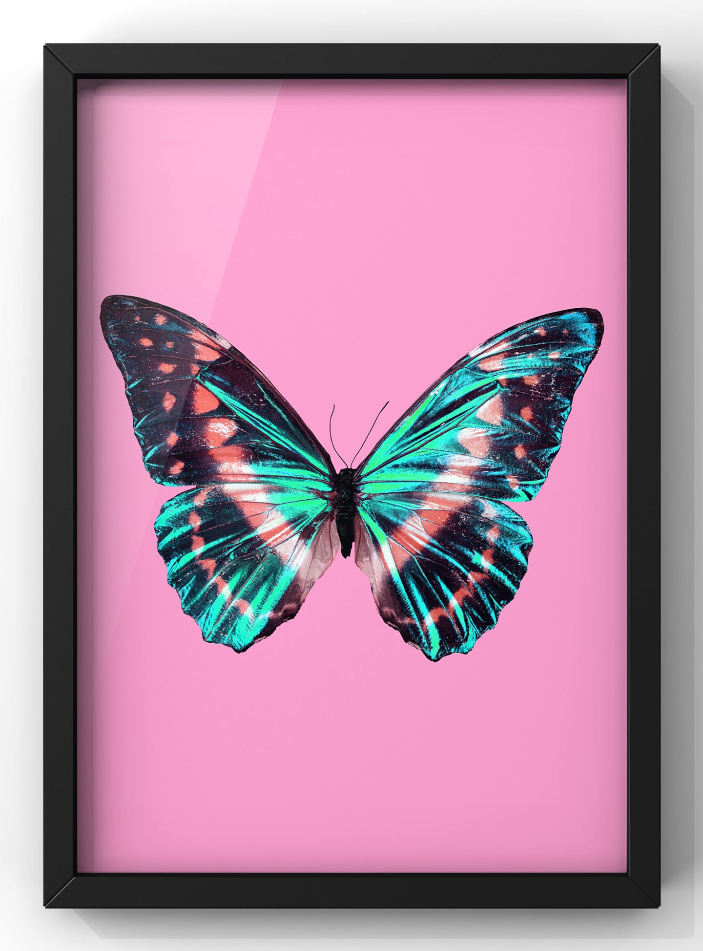 Bold Electric Neon Pink Butterfly Print | Bold Wall Art