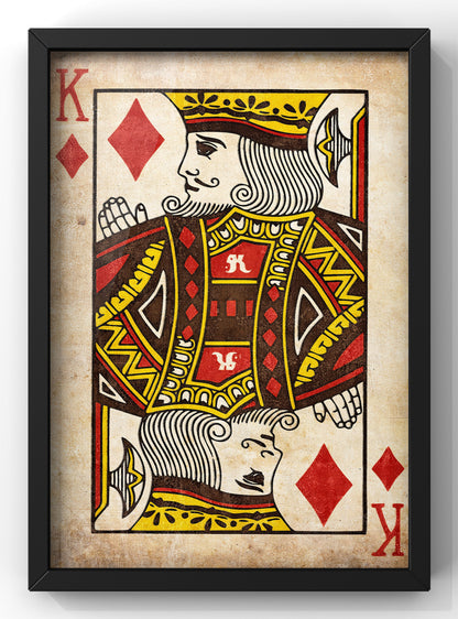 King of Diamonds Vintage Playing Card Poster