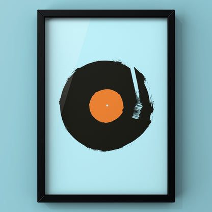 Minimal Blue Vinyl Scratch Print | Music Poster Wall Art