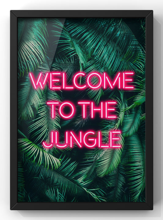 Welcome to The Jungle | Tropical Pink Neon Quote Print