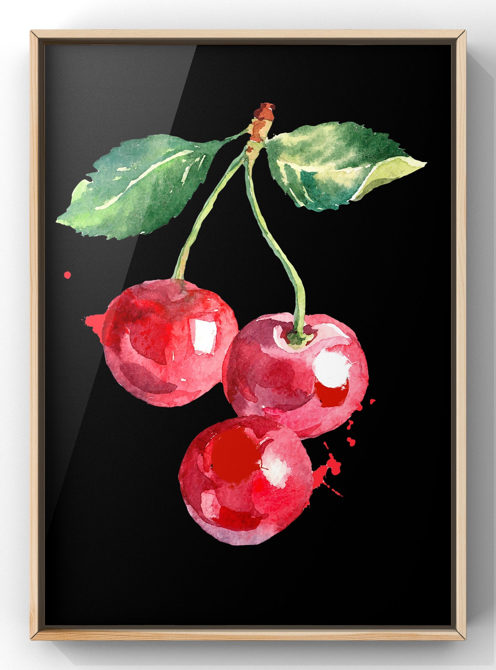 Watercolour Cherries Print | Kitchen Wall Art