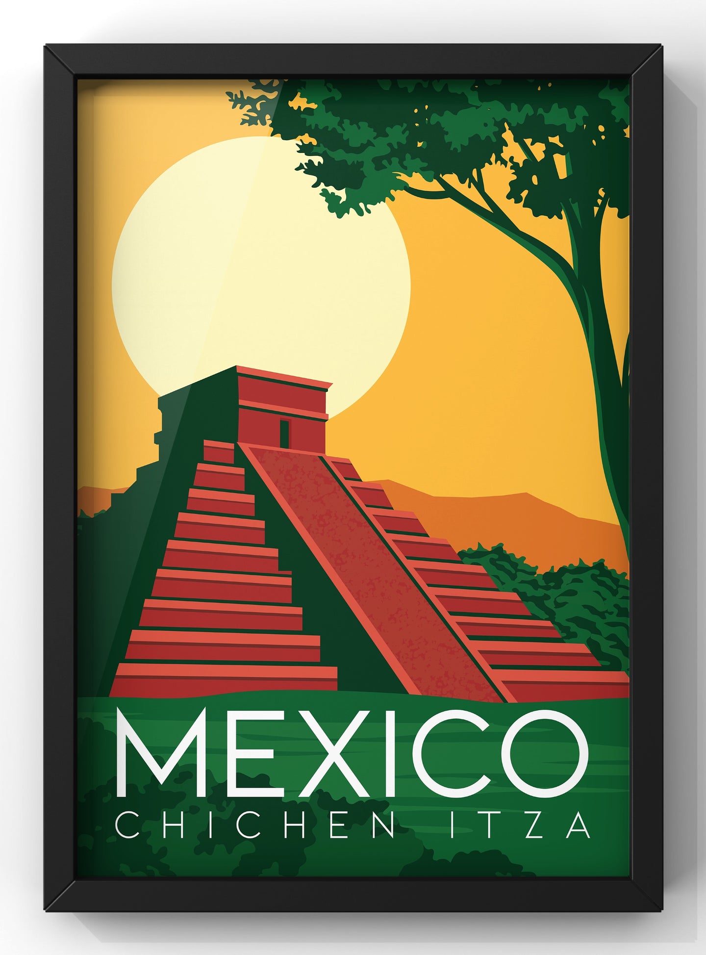 Mexico Chichen Itza Travel Poster | Vintage Postcard Wall Art