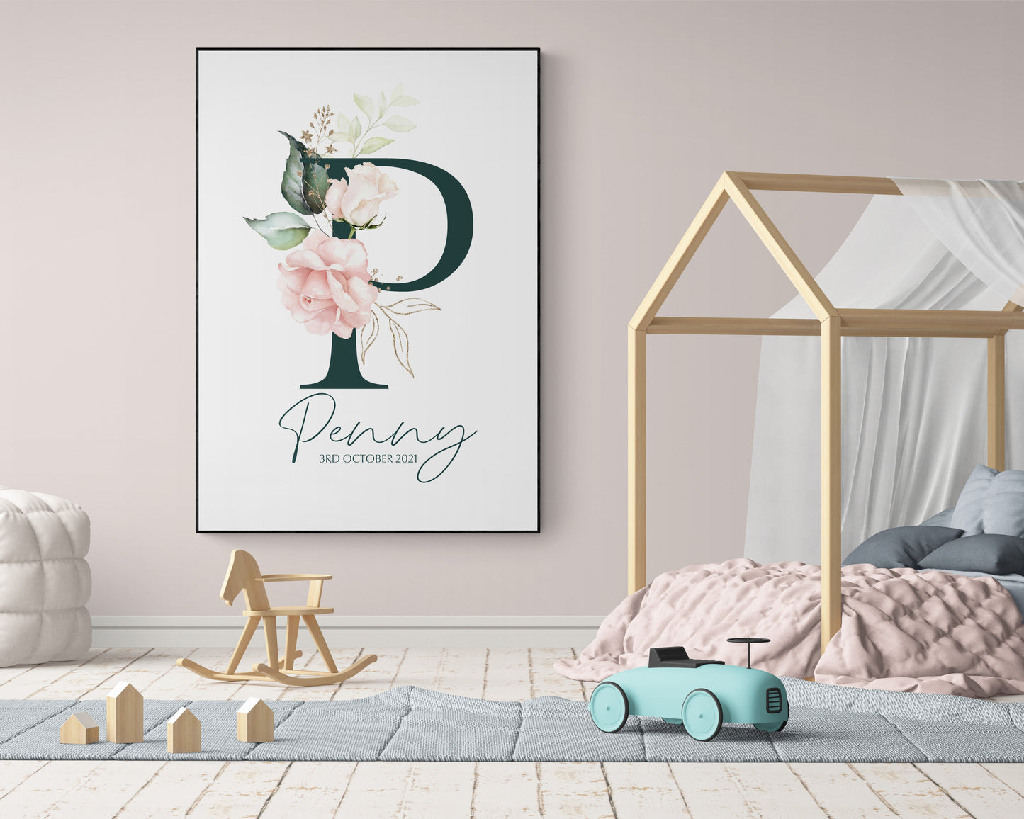 Personalised Letter Name Print | New Born Nursery Print