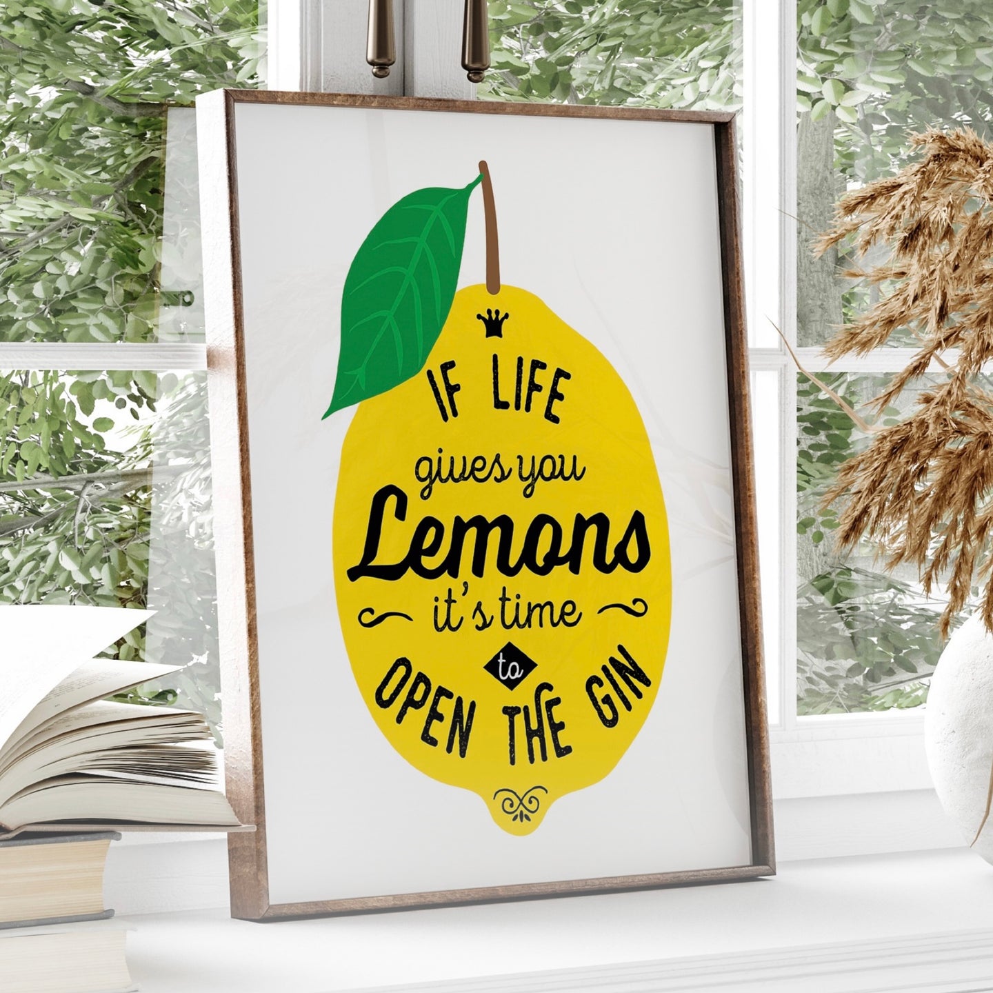 When Life Gives You Lemons Open The Gin | Vintage Style Gin Print | Kitchen Wall Art