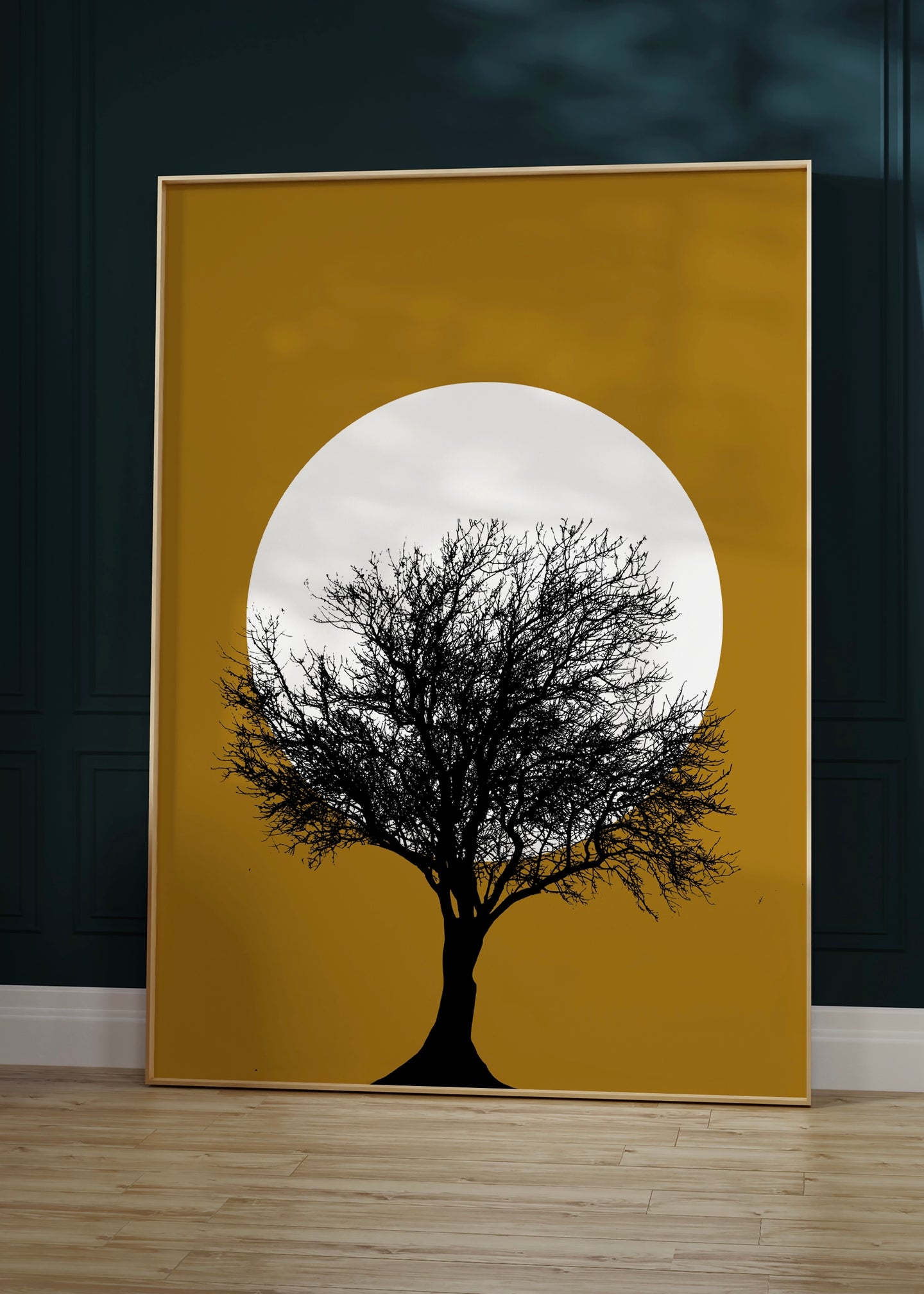 Minimal Mustard Tree Wall Art Print | Sunset Print