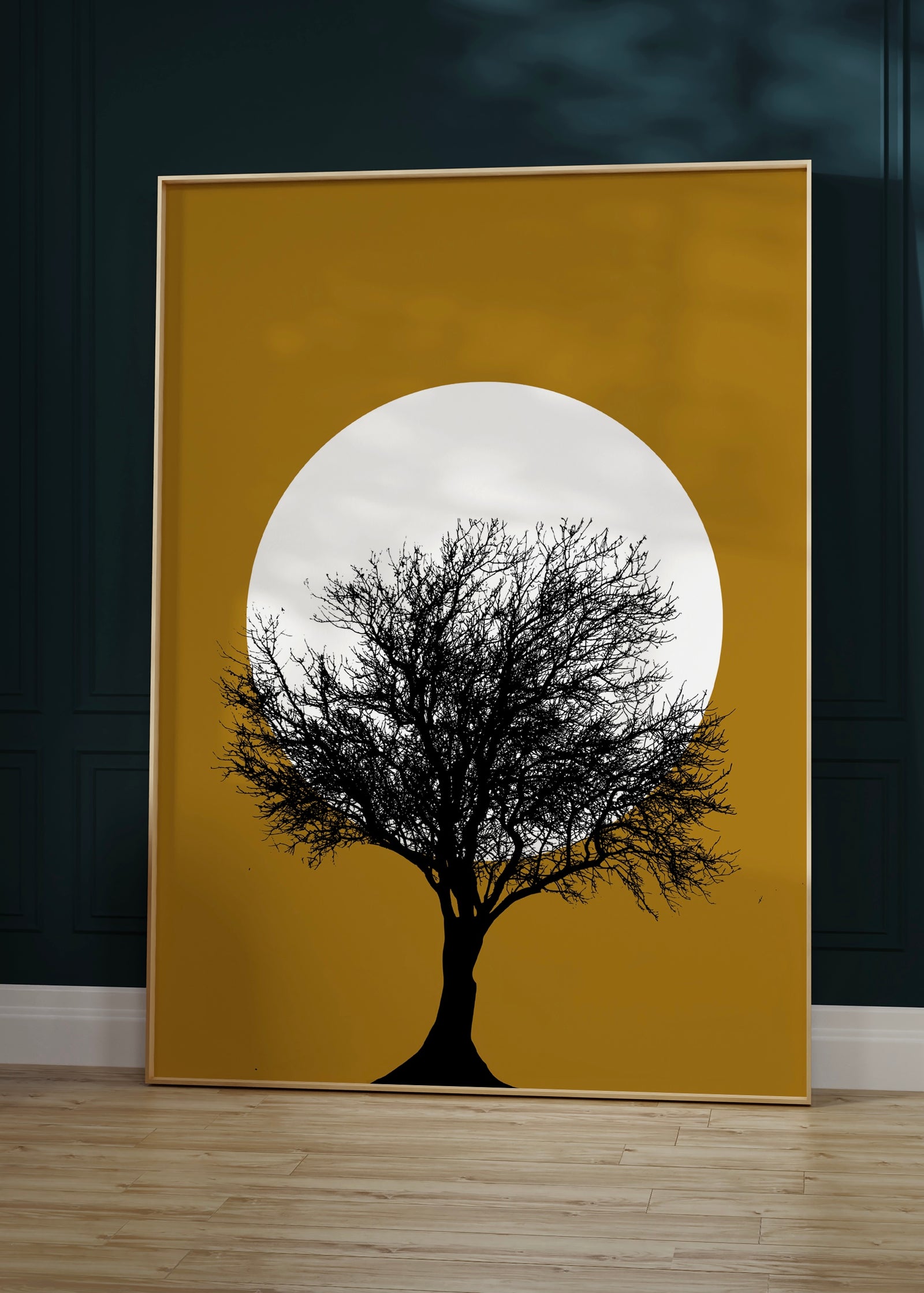 Minimal Mustard Tree Wall Art Print | Sunset Print