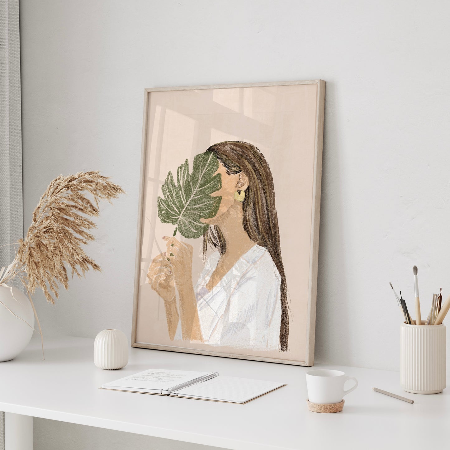 Abstract Boho Woman Portrait | Hand-drawn Minimal Female Modern Art  | Fashion Wall Art