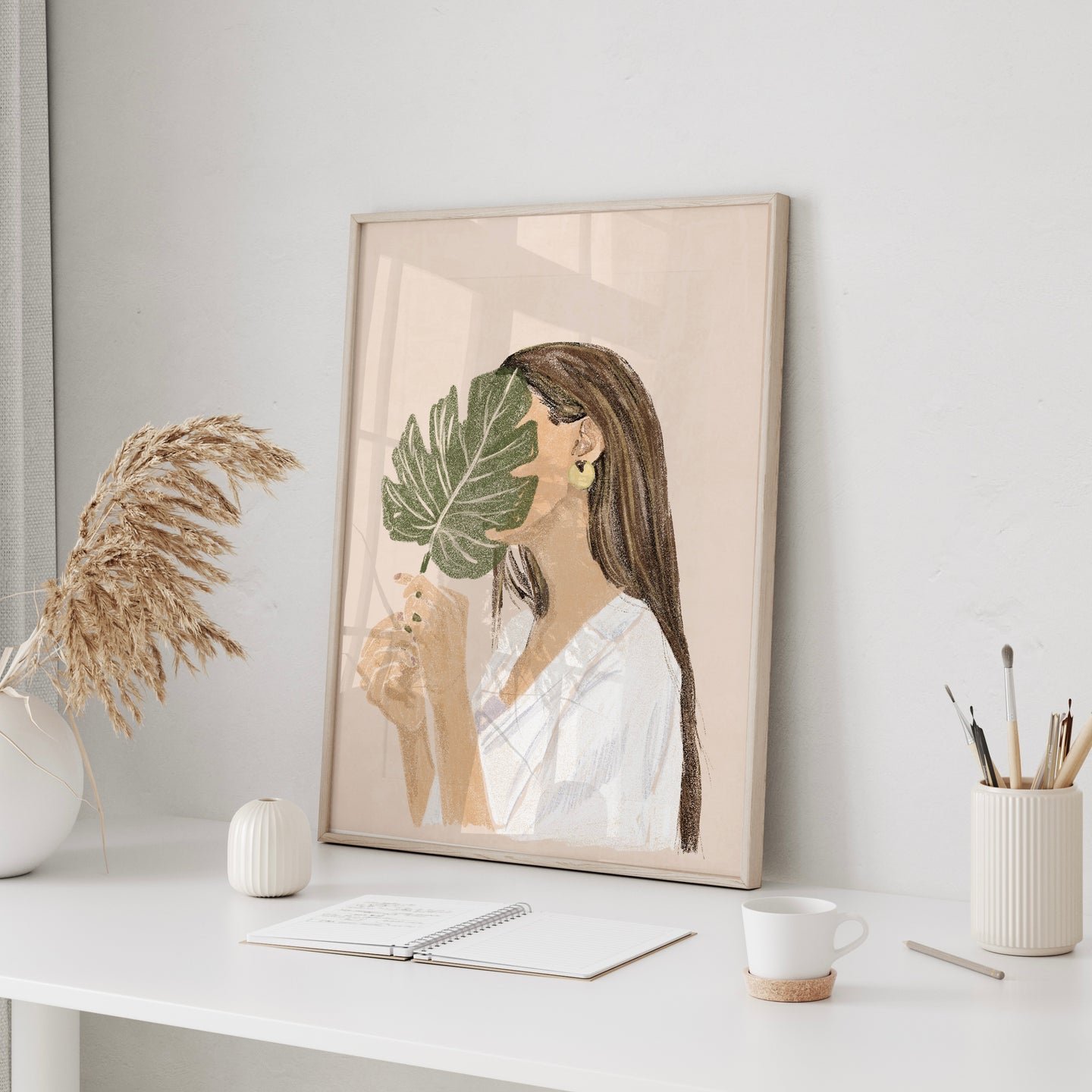 Abstract Boho Woman Portrait | Hand-drawn Minimal Female Modern Art  | Fashion Wall Art