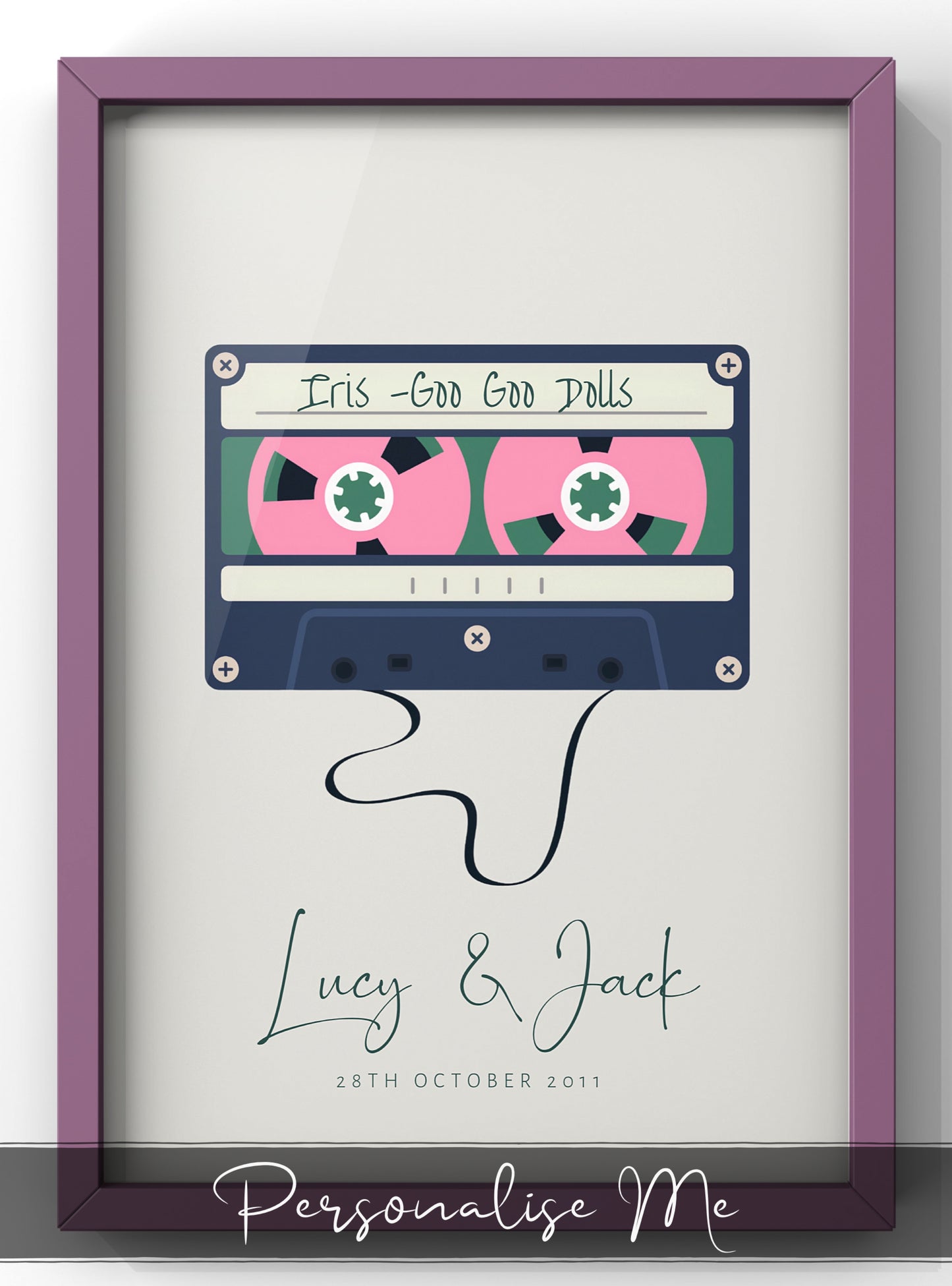 Personalised Retro Cassette Tape | Couples Favourite Song Print | Housewarming & Wedding Gift