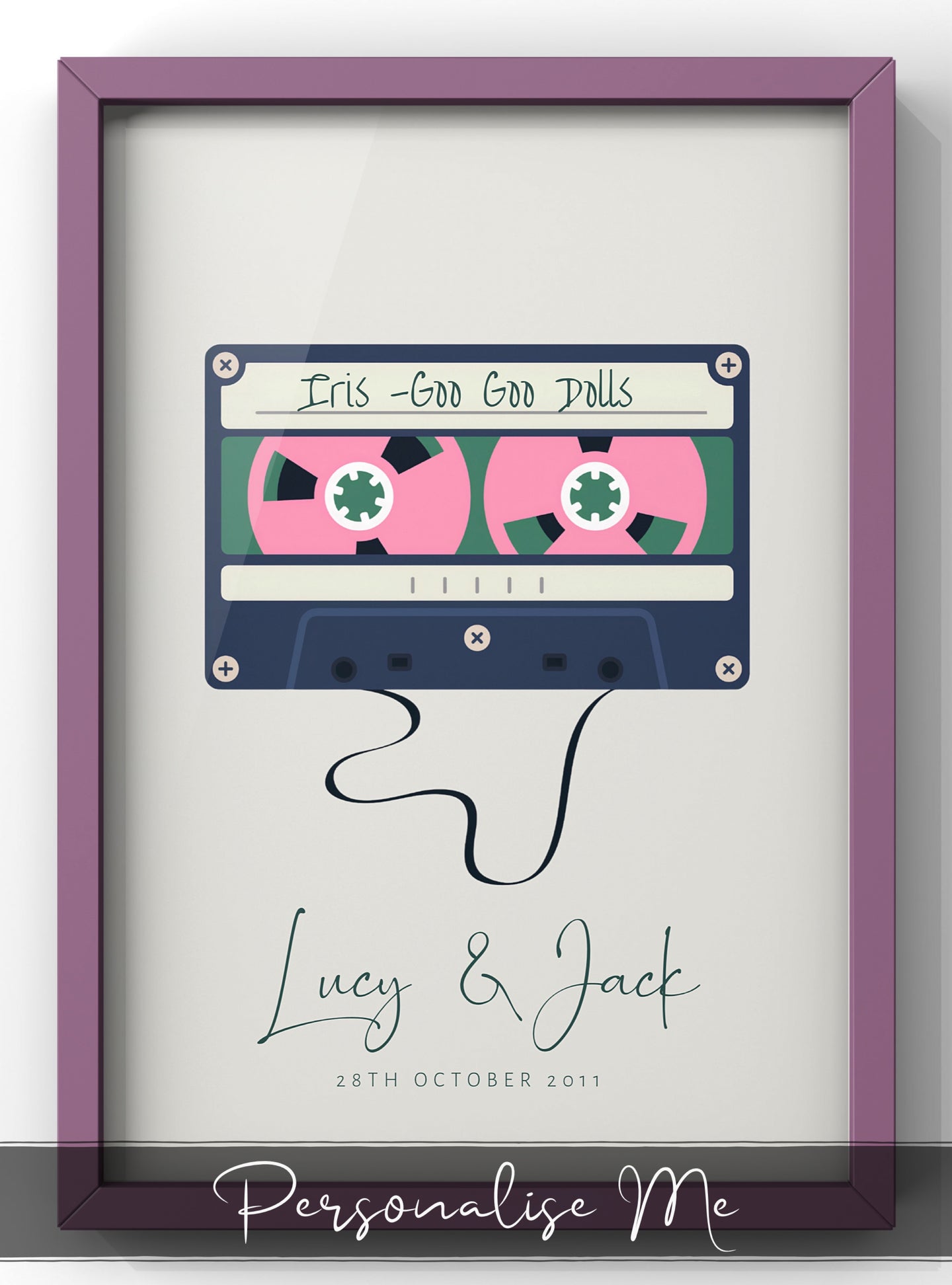 Personalised Retro Cassette Tape | Couples Favourite Song Print | Housewarming & Wedding Gift
