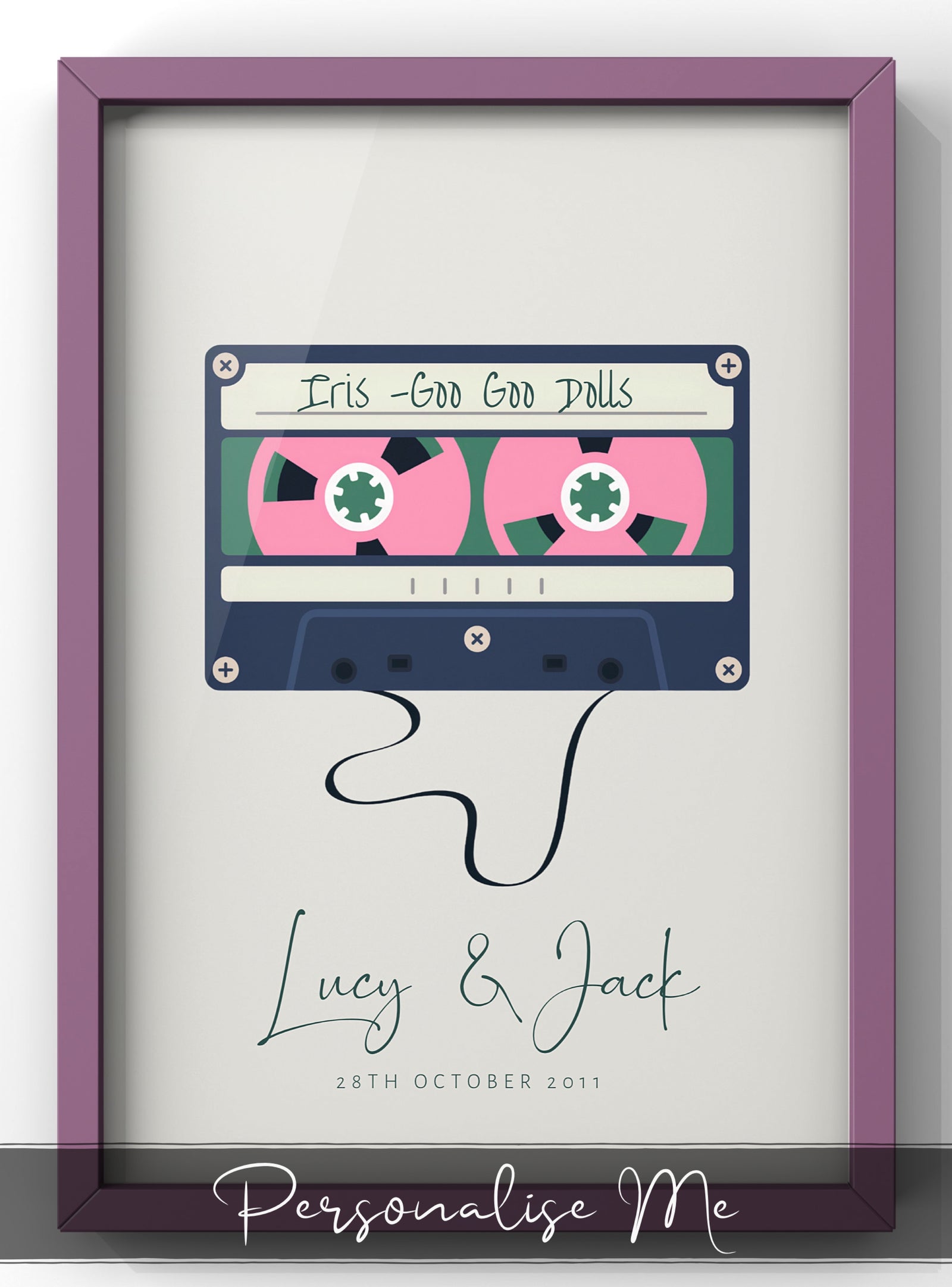Personalised Retro Cassette Tape | Couples Favourite Song Print | Housewarming & Wedding Gift