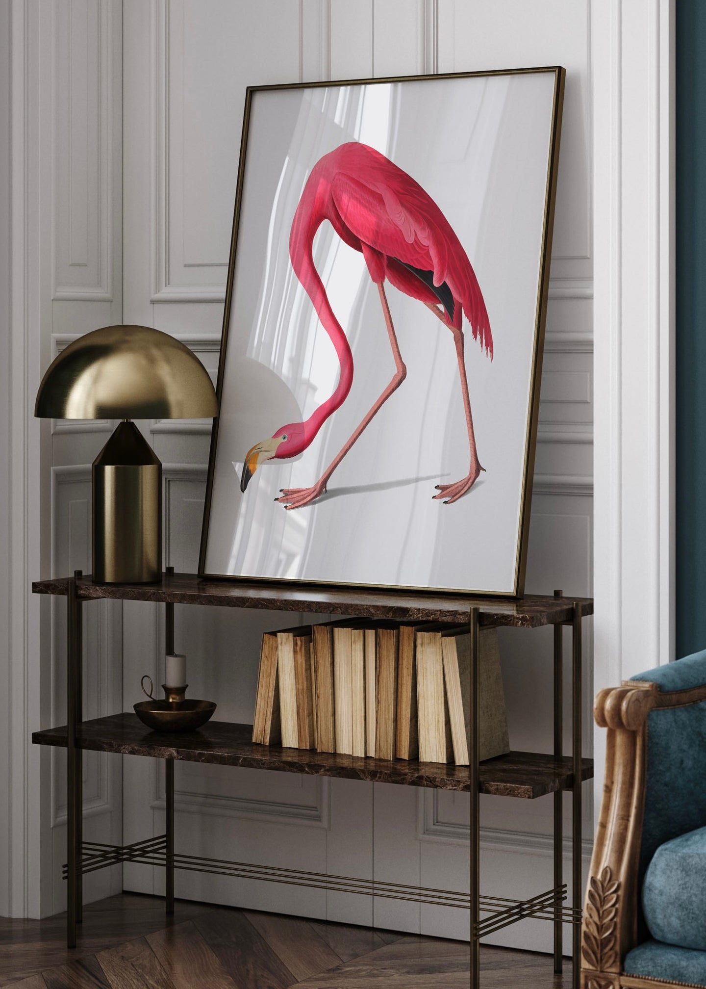 Minimal American Flamingo Vintage Print | Vintage Wall Art
