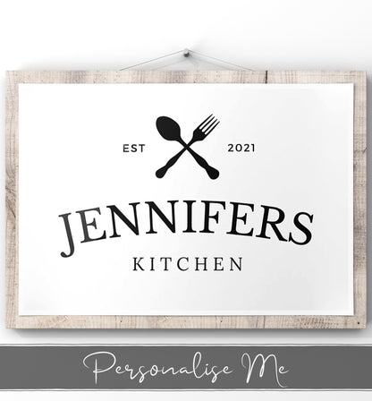 Personalised Named Kitchen Sign Print