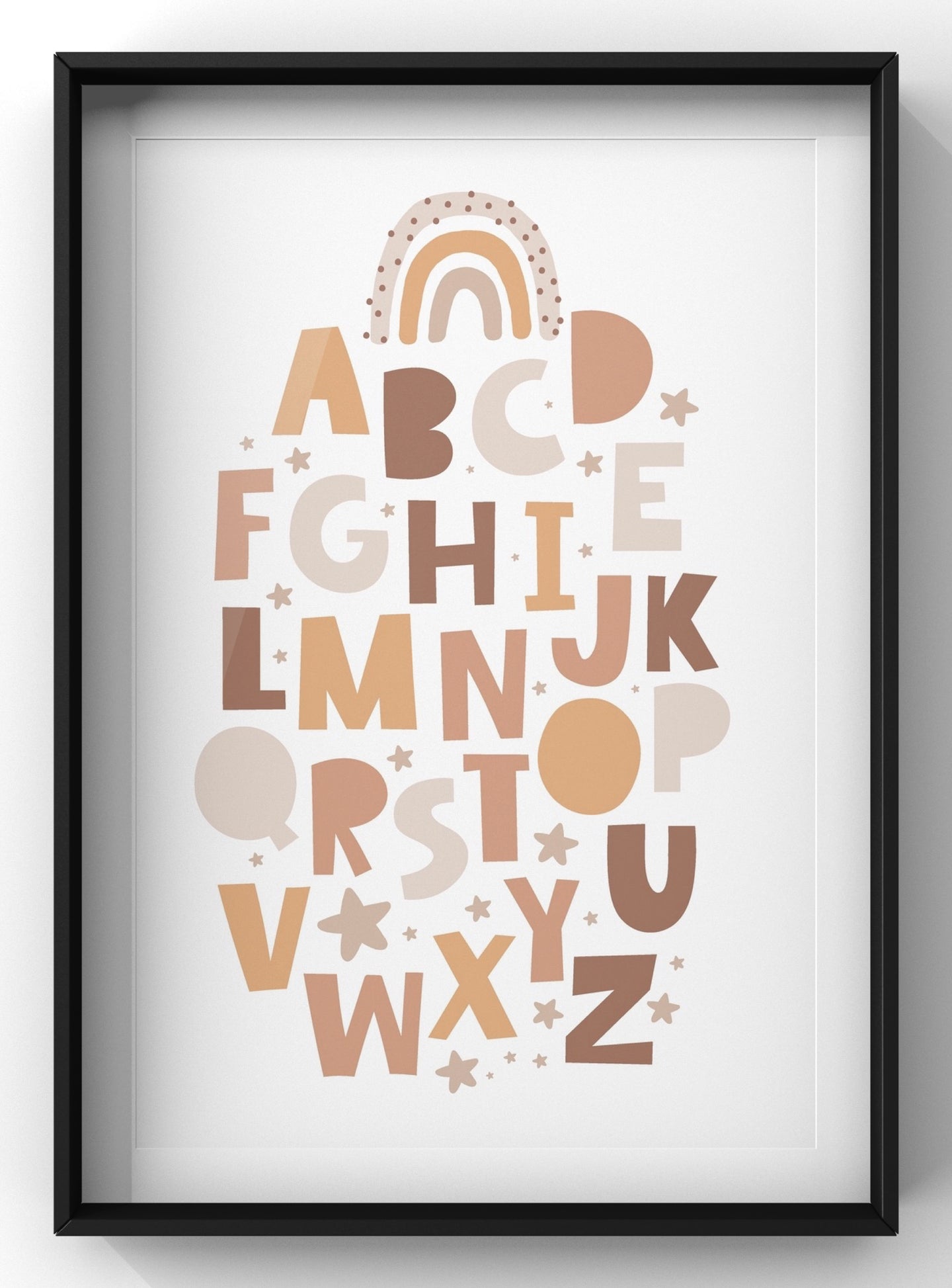 Cute Cartoon Boho Alphabet Print | ABC Nursery Wall Art