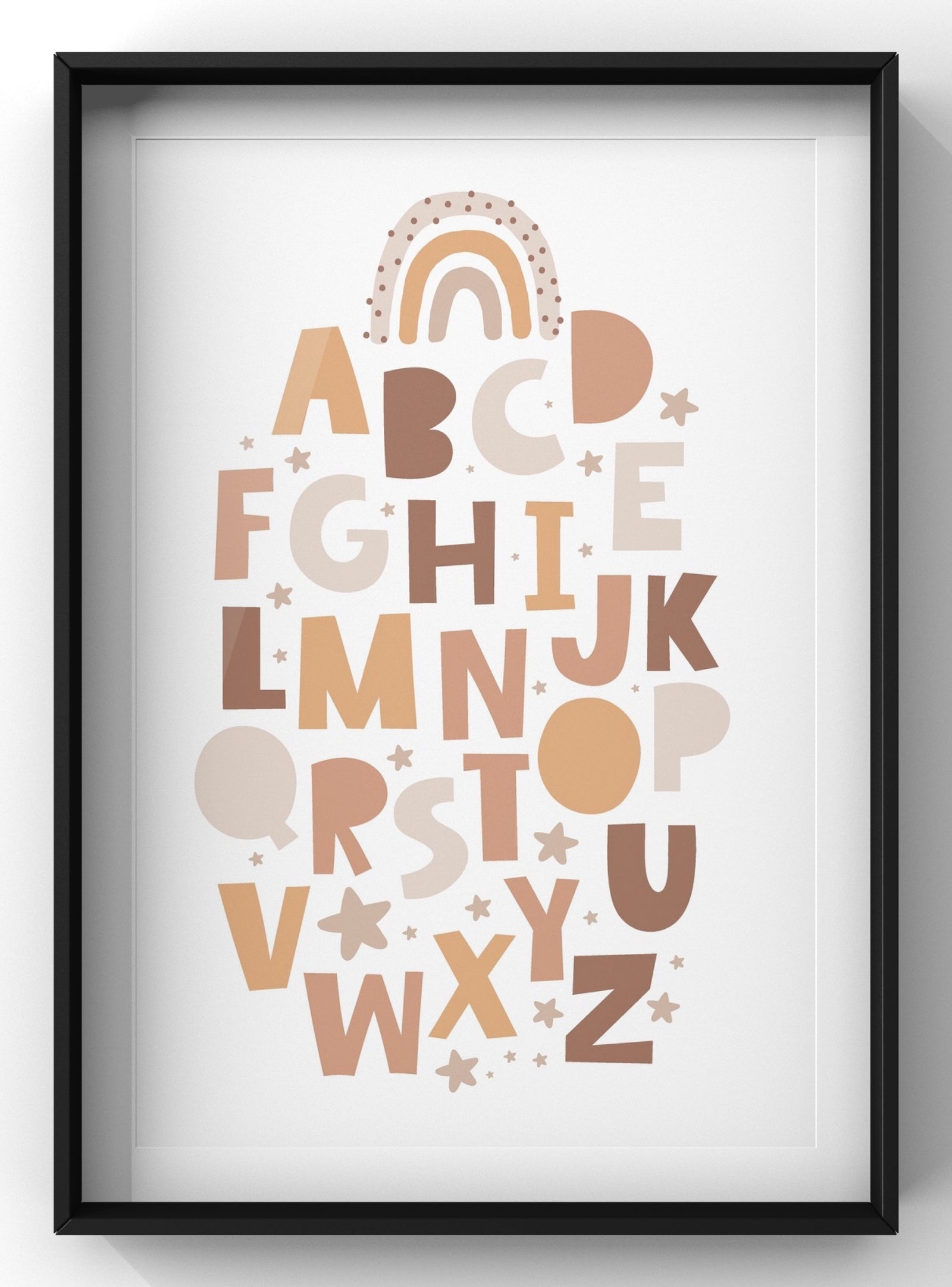 Cute Cartoon Boho Alphabet Print | ABC Nursery Wall Art