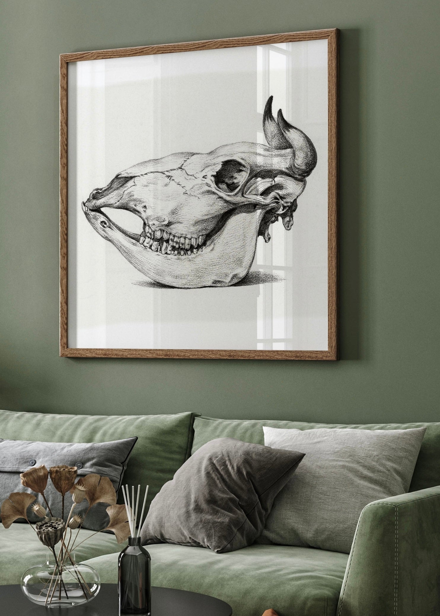 Vintage Cow Skull Minimal Wall Art Print| Famous Vintage Art