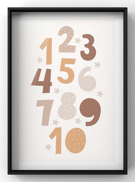 Cute Cartoon Boho Number Print | Nursery Wall Art