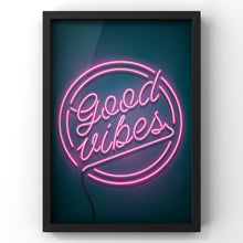 Load image into Gallery viewer, Good Vibes Neon Sign Print | Neon Wall Art
