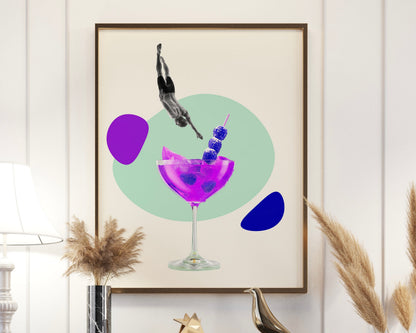 Driving into Martini | Quirky Cocktail Print