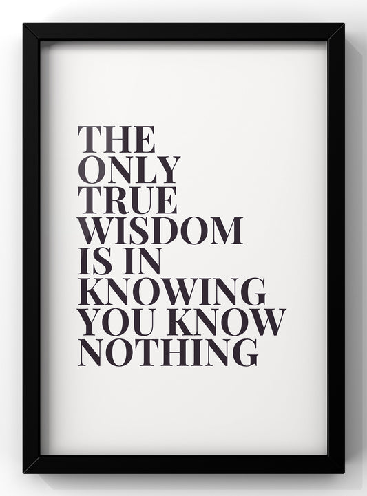 The Only True Wisdom is Knowing You Know Nothing | Motivational Quote Print