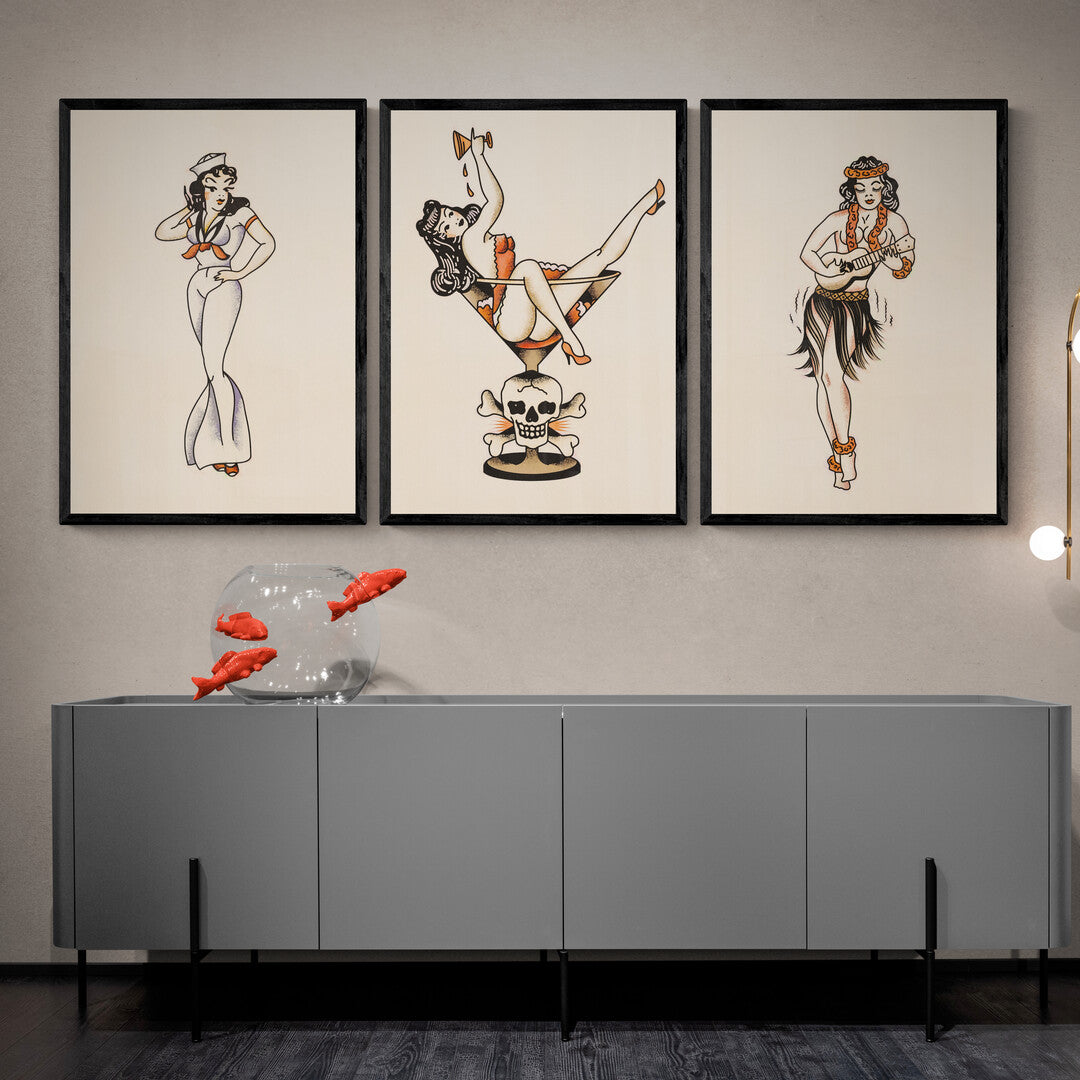 Pin Up Girls Trio Wall Prints | Gallery Wall Set