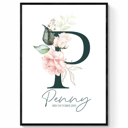Personalised Letter Name Print | New Born Nursery Print