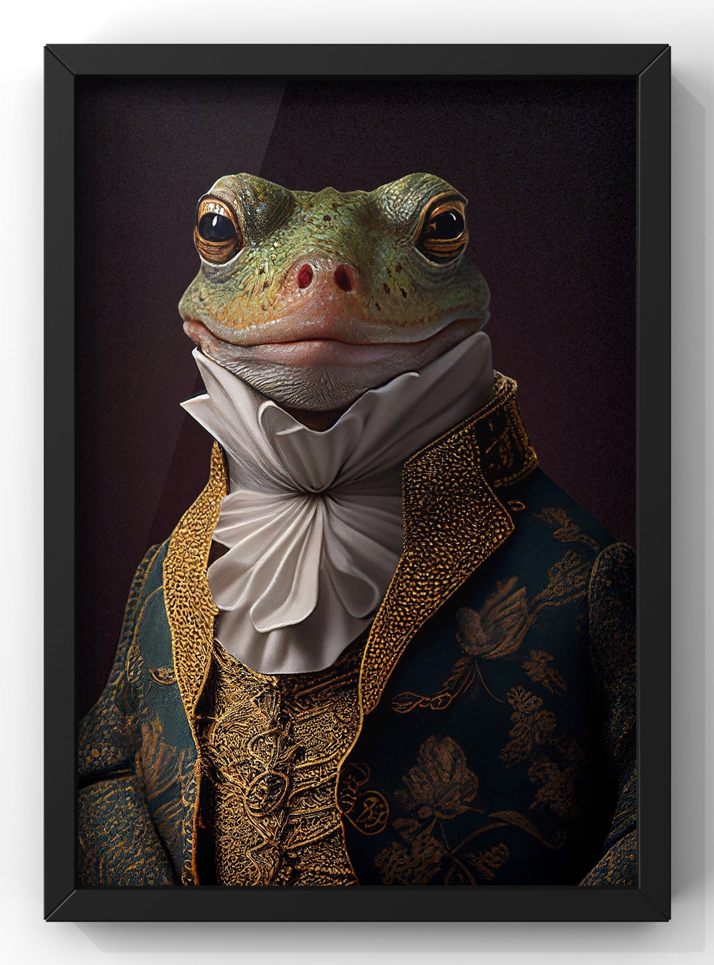 Quirky Frog Portrait | Altered Vintage Frog Renaissance Print | Premium Wall Art