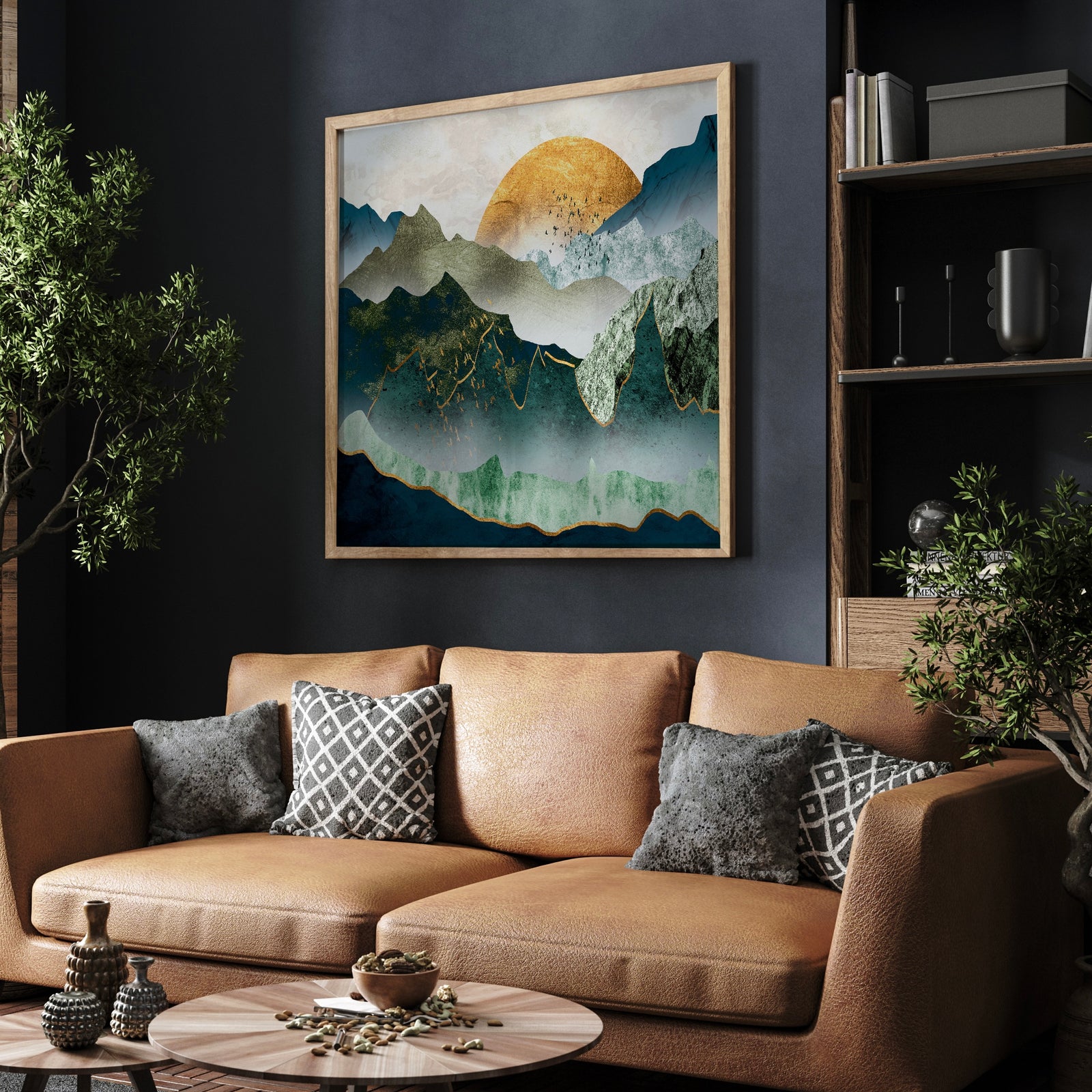 Premium Green & Gold Sunset Print