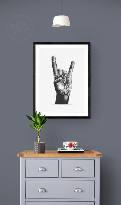 Rock Hand Illustration Print